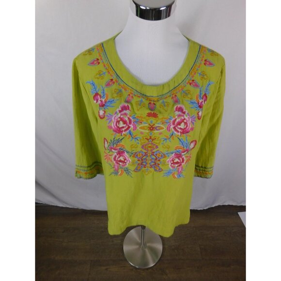 Calessa Large Embroidered Boho Peasant Tunic Boho Witch - Picture 2 of 11